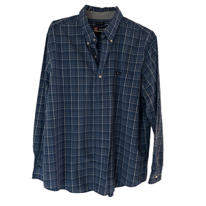 Chaps Navy Plaid Men's Button Down Long Sleeve Shirt Size XL